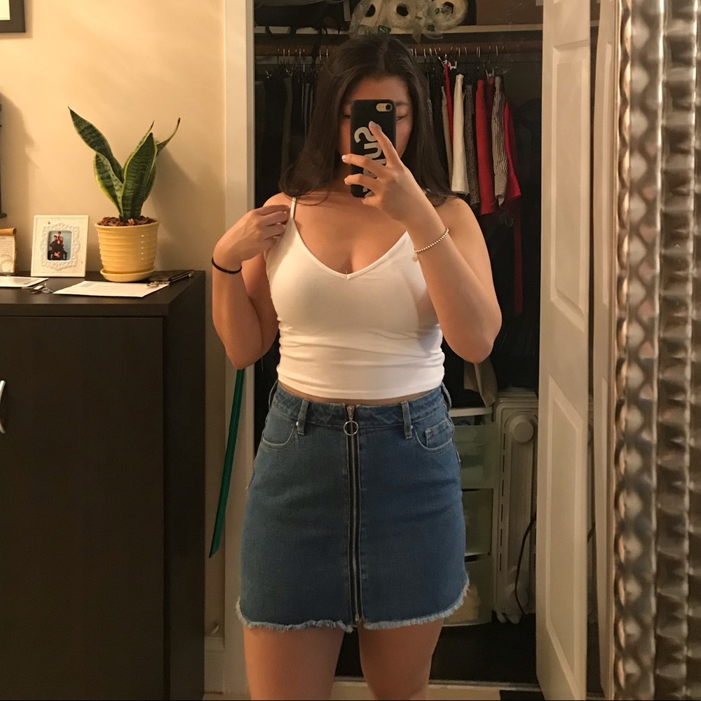 Blue Zip up Denim Skirt